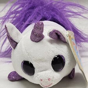 Fuzzee Tails Cadabra The Unicorn White Purple 6" Plush Stuffed Animal Toy Soft